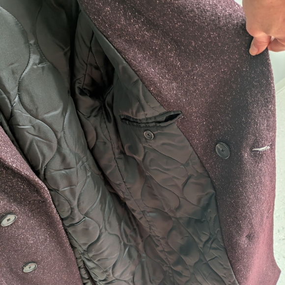 Simons Deep Burgundy Double-Breasted Pea Coat - Picture 5 of 11